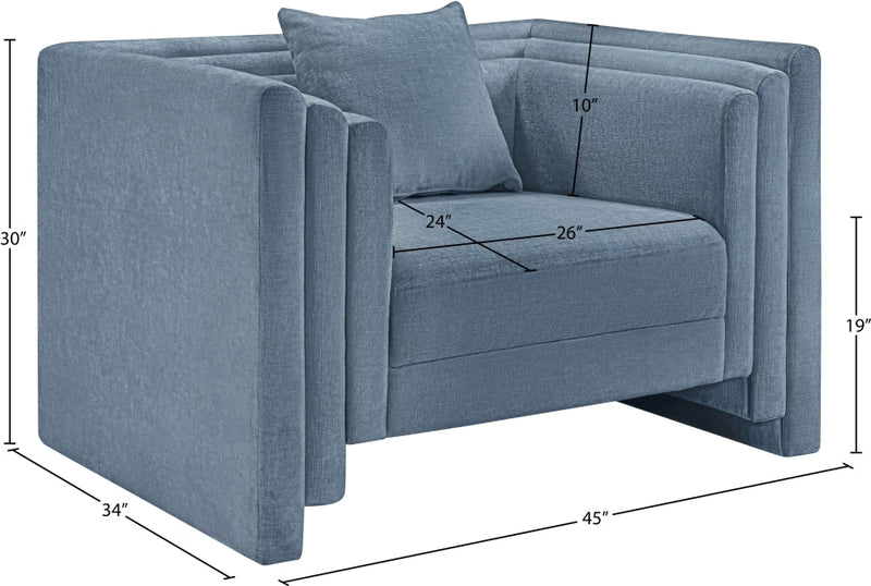 Everett Chenille Fabric Upholstered Chair in Light Blue - 44068LtBlu-C