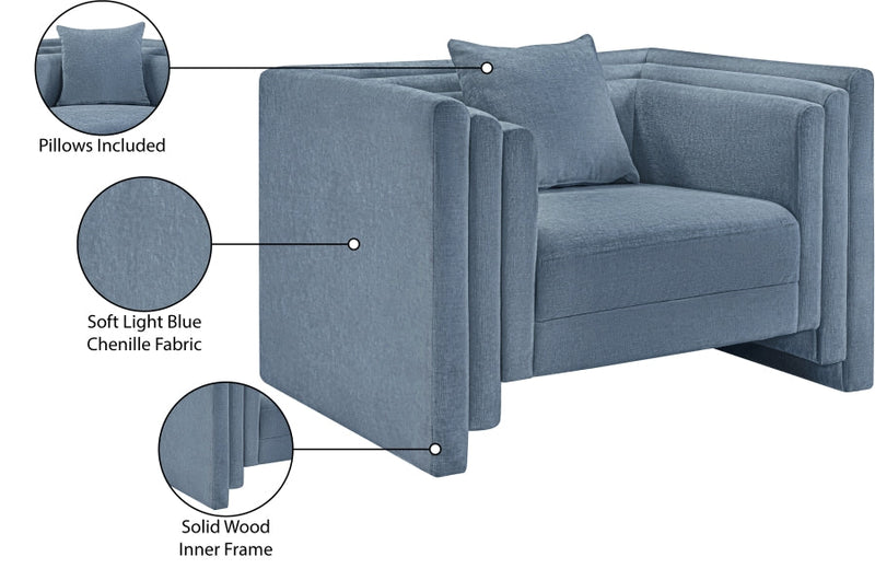 Everett Chenille Fabric Upholstered Chair in Light Blue - 44068LtBlu-C