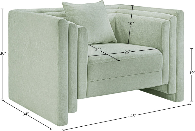 Everett Chenille Fabric Upholstered Chair in Mint - 44068Mint-C