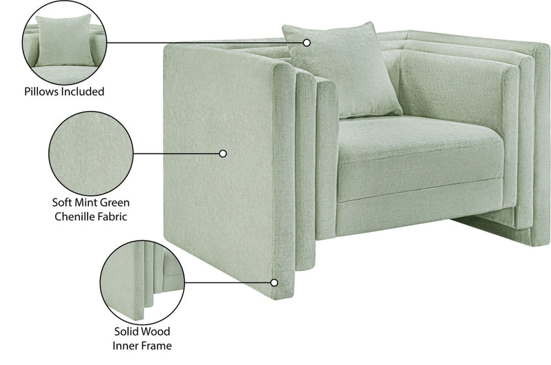 Everett Chenille Fabric Upholstered Chair in Mint - 44068Mint-C