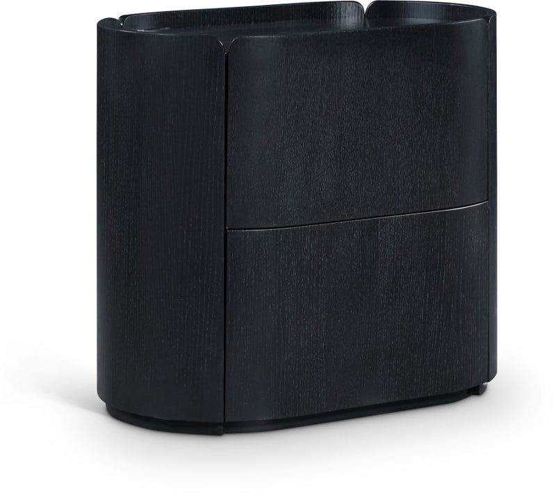 Everett Oak Veneer Night Stand in Black - 703Black-NS