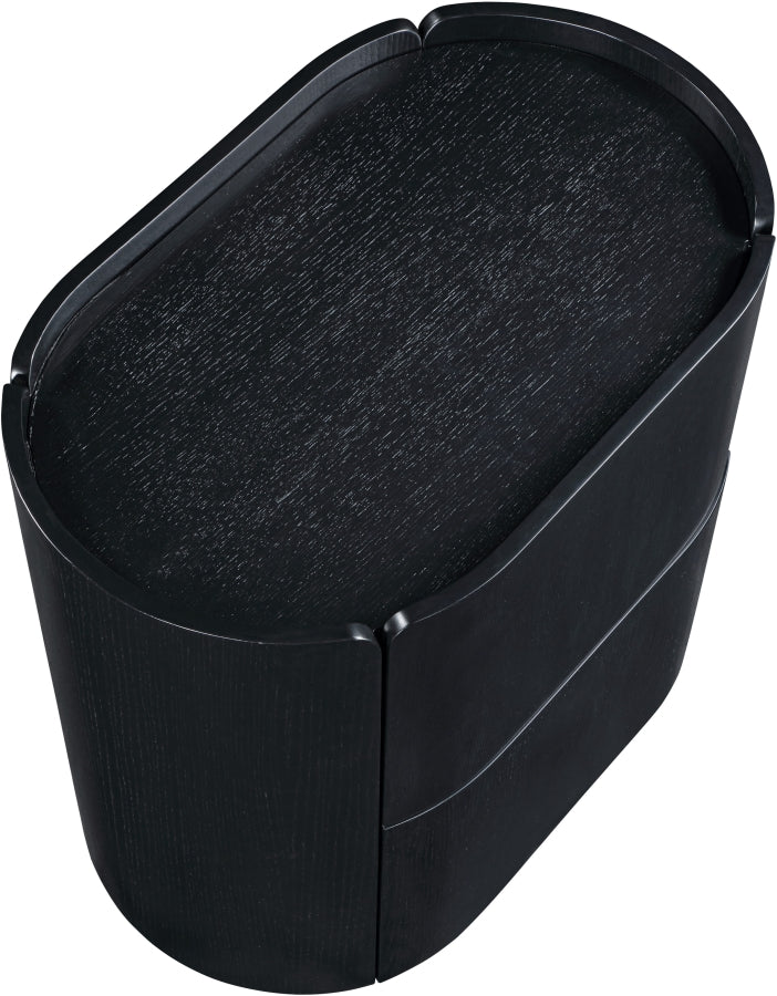 Everett Oak Veneer Night Stand in Black - 703Black-NS