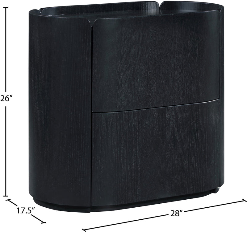 Everett Oak Veneer Night Stand in Black - 703Black-NS