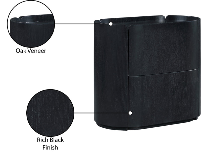 Everett Oak Veneer Night Stand in Black - 703Black-NS