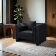 Everett Vegan Leather Upholstered Chair in Black - 44067Black-C