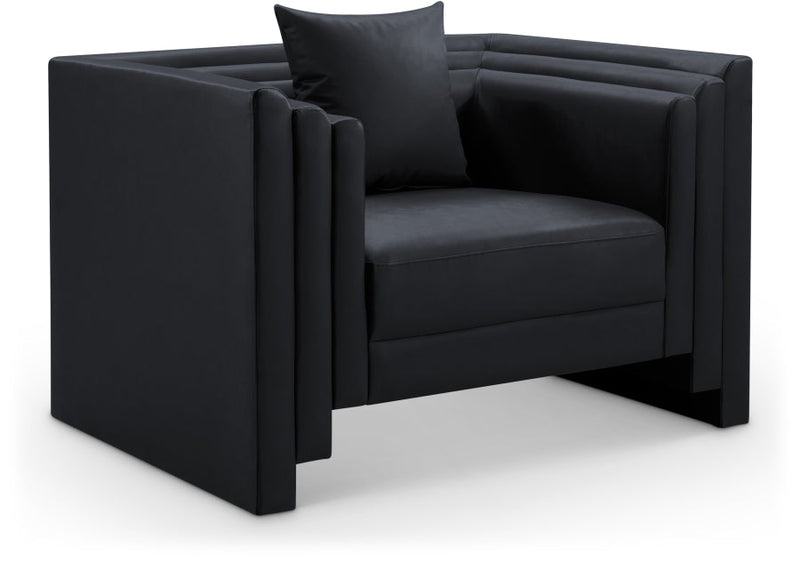 Everett Vegan Leather Upholstered Chair in Black - 44067Black-C
