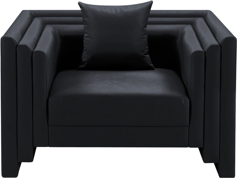 Everett Vegan Leather Upholstered Chair in Black - 44067Black-C