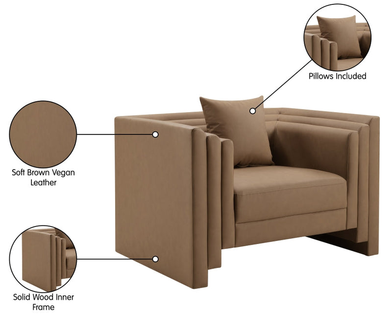 Everett Vegan Leather Upholstered Chair in Brown - 44067Brown-C