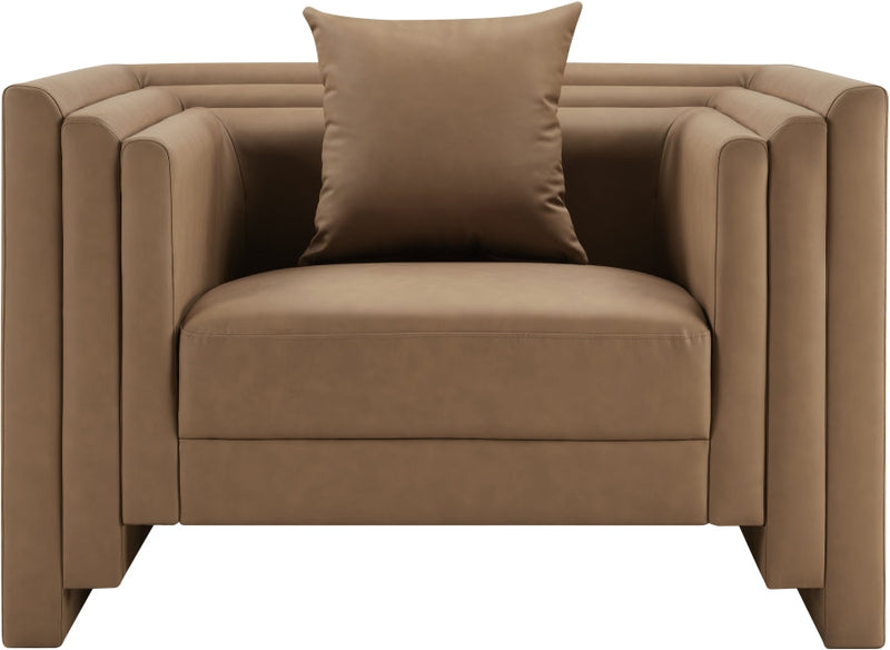 Everett Vegan Leather Upholstered Chair in Brown - 44067Brown-C