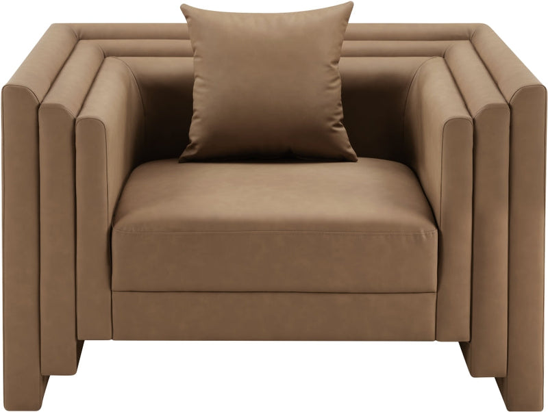 Everett Vegan Leather Upholstered Chair in Brown - 44067Brown-C