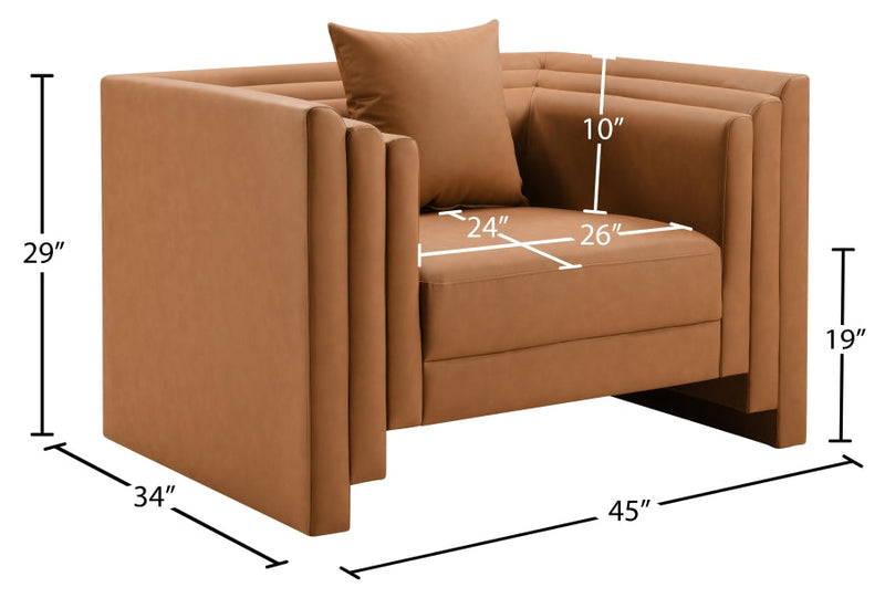 Everett Vegan Leather Upholstered Chair in Cognac - 44067Cognac-C