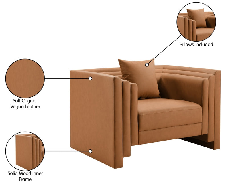 Everett Vegan Leather Upholstered Chair in Cognac - 44067Cognac-C