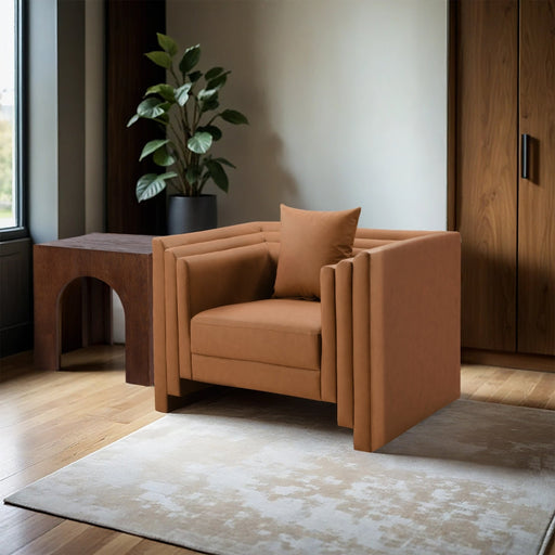 Everett Vegan Leather Upholstered Chair in Cognac - 44067Cognac-C