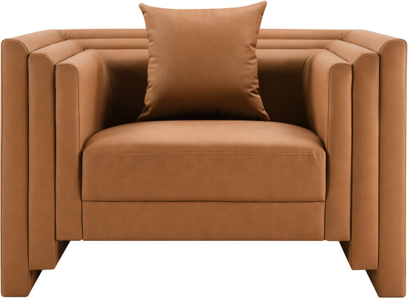 Everett Vegan Leather Upholstered Chair in Cognac - 44067Cognac-C