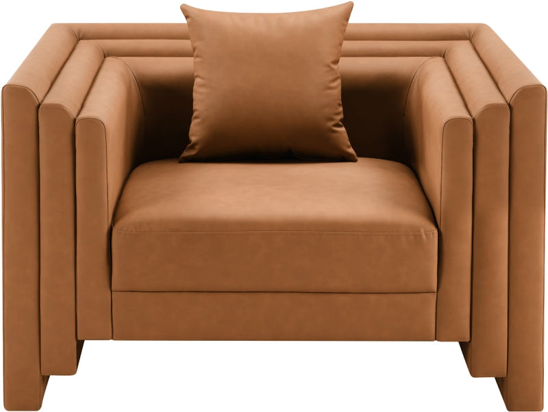 Everett Vegan Leather Upholstered Chair in Cognac - 44067Cognac-C