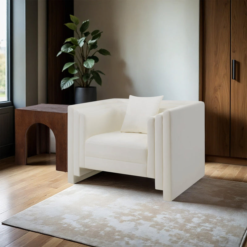 Everett Vegan Leather Upholstered Chair in Cream - 44067Cream-C