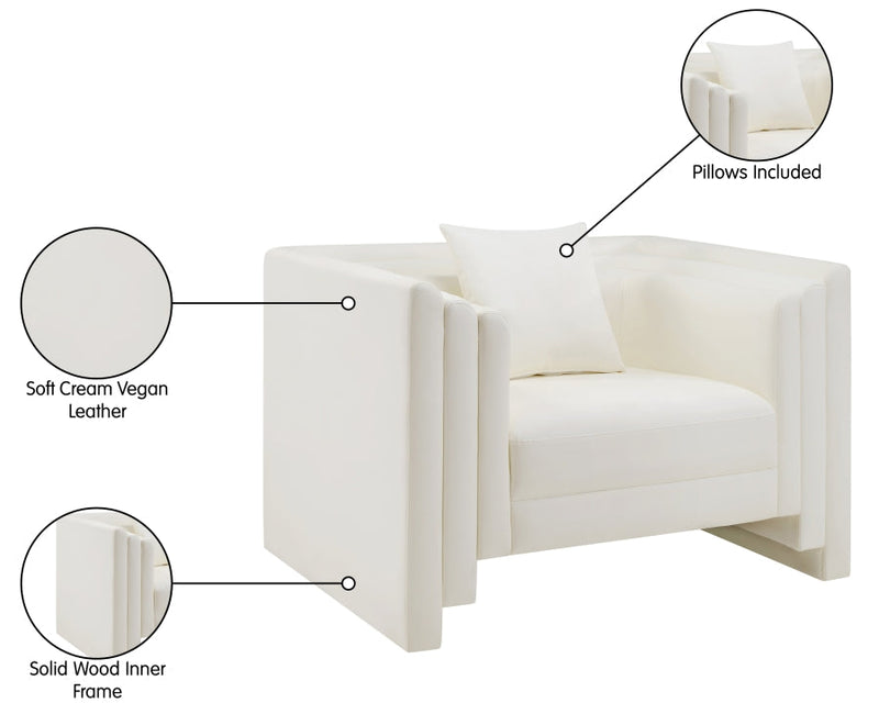 Everett Vegan Leather Upholstered Chair in Cream - 44067Cream-C