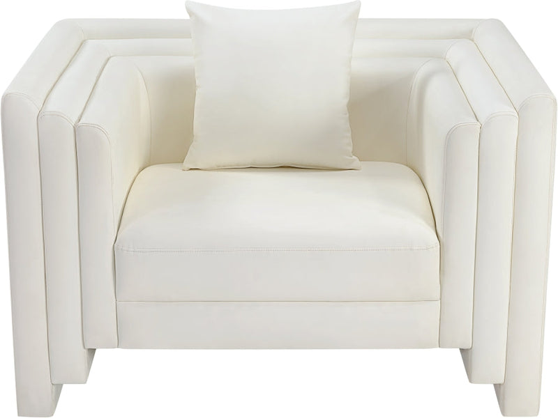 Everett Vegan Leather Upholstered Chair in Cream - 44067Cream-C