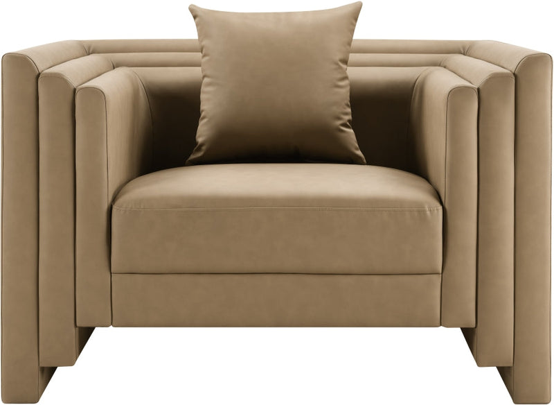 Everett Vegan Leather Upholstered Chair in Natural - 44067Tan-C
