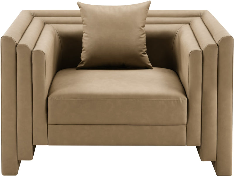 Everett Vegan Leather Upholstered Chair in Natural - 44067Tan-C