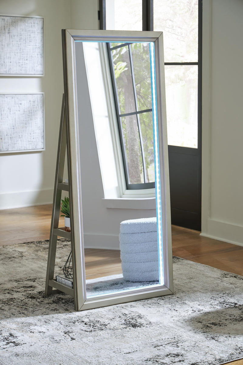 Evesen Champagne Floor Standing Mirror/Storage - A8010380