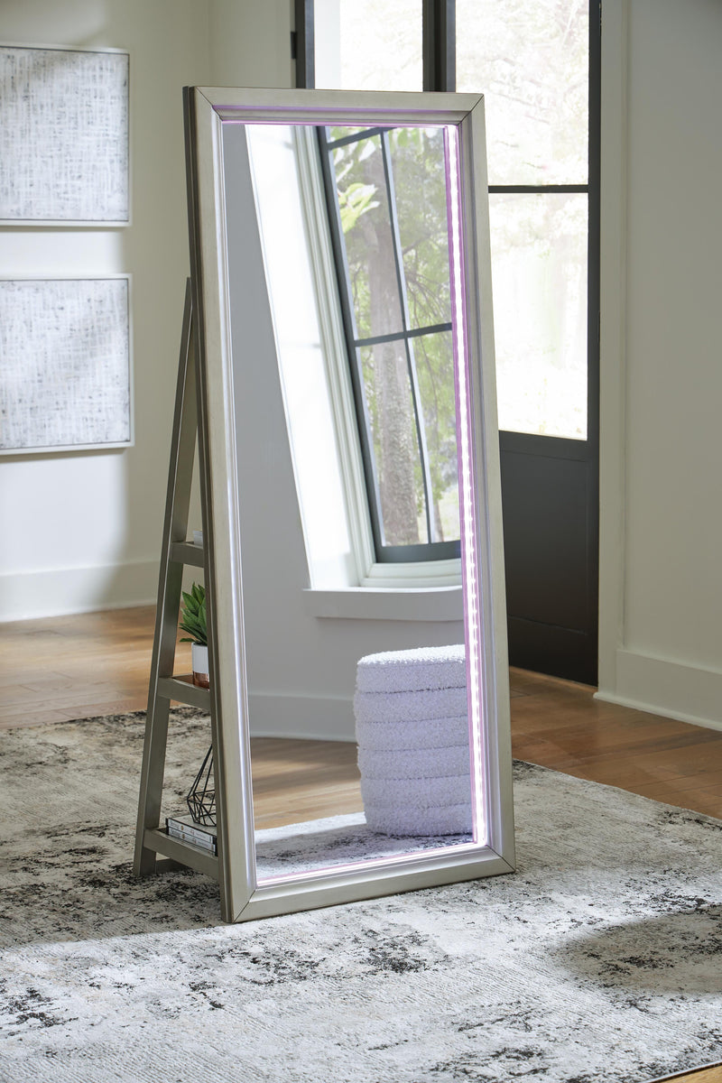 Evesen Champagne Floor Standing Mirror/Storage - A8010380