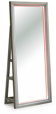 Evesen Champagne Floor Standing Mirror/Storage - A8010380