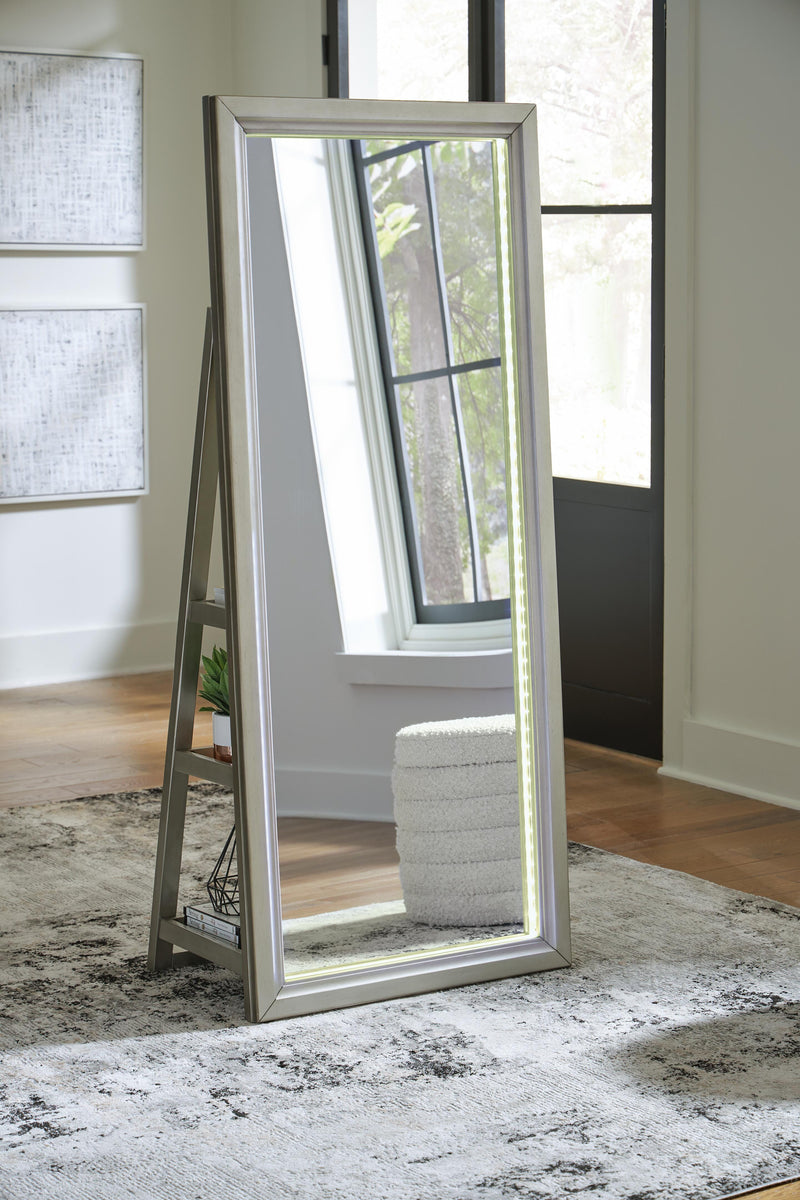 Evesen Champagne Floor Standing Mirror/Storage - A8010380