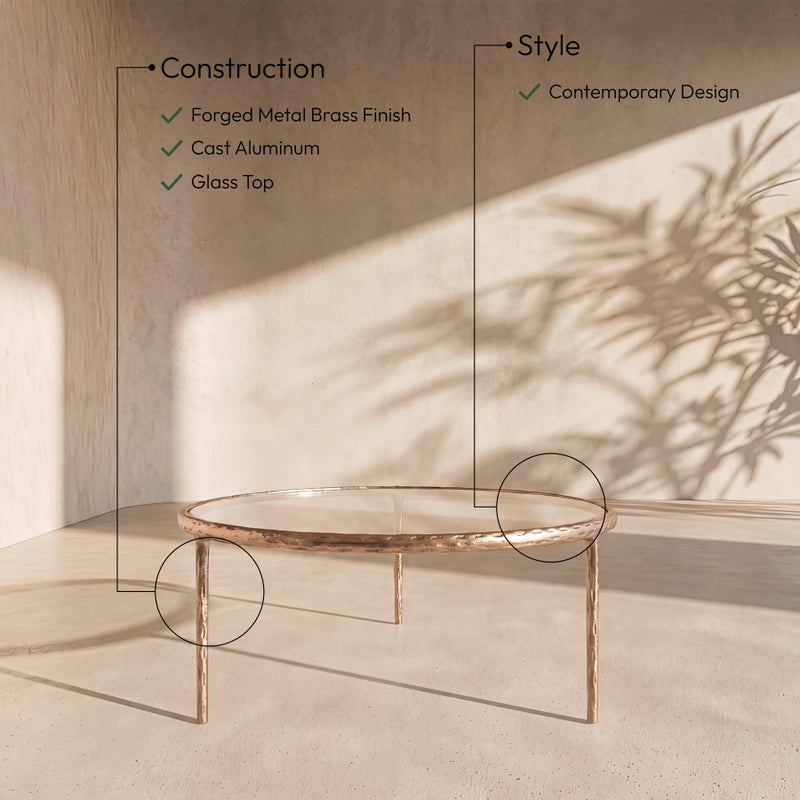 Evren Glass Top And Aluminum Base Coffee Table in Clear - 66028-CT
