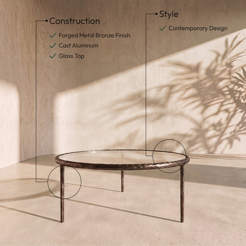 Evren Glass Top And Aluminum Base Coffee Table in Clear - 66029-CT