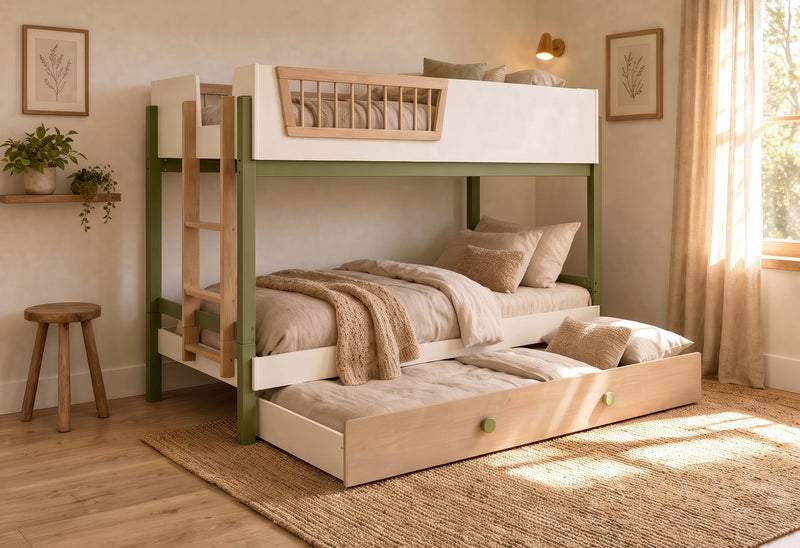 Evren Twin-over-Twin Bunk Bed with Trundle and Ladder Tri-Tone - 460620-SET