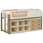 Evren Twin Storage Loft Bed 4-piece Set with Chest and Bookcases Tri-Tone - 460619-SET