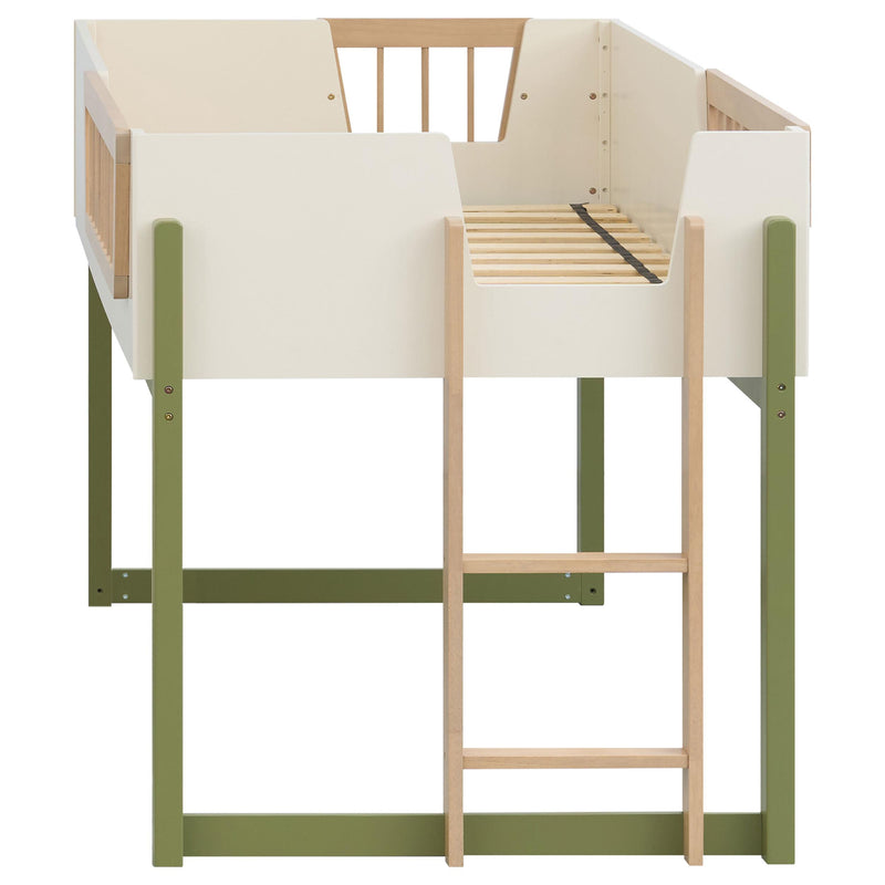 Evren Twin Storage Loft Bed 4-piece Set with Chest and Bookcases Tri-Tone - 460619-SET