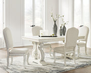 [EXCLUSIVE] Arlendyne Antique White Dining Table and 4 Chairs - Gate FurnitureDining Room Set