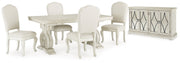 [EXCLUSIVE] Arlendyne Antique White Dining Table and 4 Chairs with Server - Gate FurnitureDining Room Set