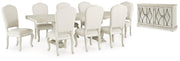 [EXCLUSIVE] Arlendyne Antique White Dining Table and 8 Chairs with Server - Gate FurnitureDining Room Set