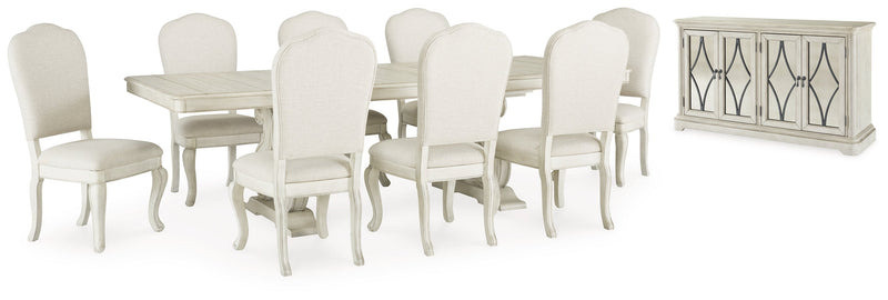 [EXCLUSIVE] Arlendyne Antique White Dining Table and 8 Chairs with Server - Gate FurnitureDining Room Set