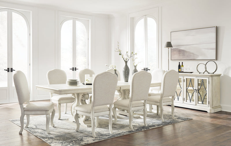 [EXCLUSIVE] Arlendyne Antique White Dining Table and 8 Chairs with Server - Gate FurnitureDining Room Set
