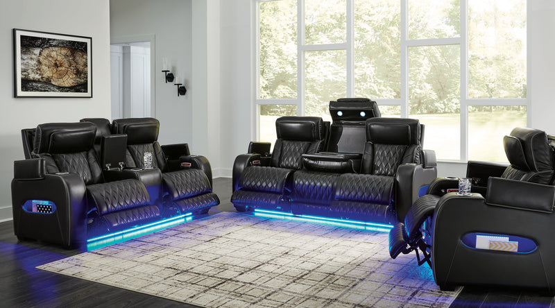 [EXCLUSIVE] Boyington Sofa, Loveseat and Recliner in Black - Gate FurniturePower Reclining Living Room Set