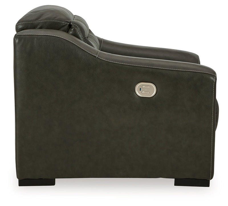 [EXCLUSIVE] Center Line 2 - Piece Sectional with Recliner in Dark Gray - Gate FurnitureRecliner