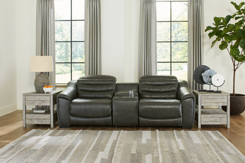 [EXCLUSIVE] Center Line 3 - Piece Sectional with Recliner in Dark Gray - Gate FurnitureRecliner