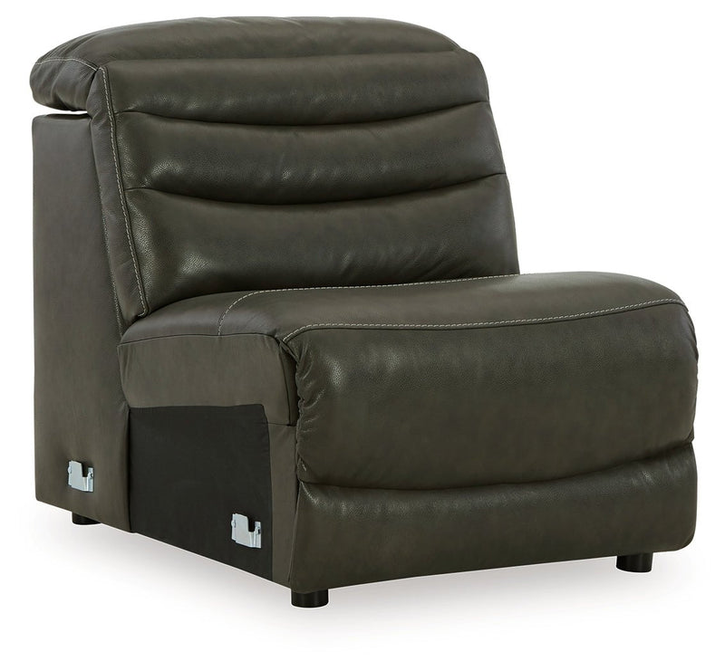 [EXCLUSIVE] Center Line 6 - Piece Sectional with Recliner in Dark Gray - Gate FurnitureReclining Sectional