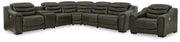 [EXCLUSIVE] Center Line 6 - Piece Sectional with Recliner in Dark Gray - Gate FurnitureReclining Sectional