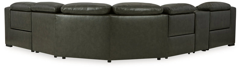 [EXCLUSIVE] Center Line 6 - Piece Sectional with Recliner in Dark Gray - Gate FurnitureReclining Sectional