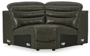 [EXCLUSIVE] Center Line 6 - Piece Sectional with Recliner in Dark Gray - Gate FurnitureReclining Sectional