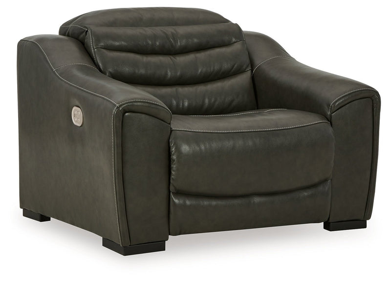 [EXCLUSIVE] Center Line 6 - Piece Sectional with Recliner in Dark Gray - Gate FurnitureReclining Sectional