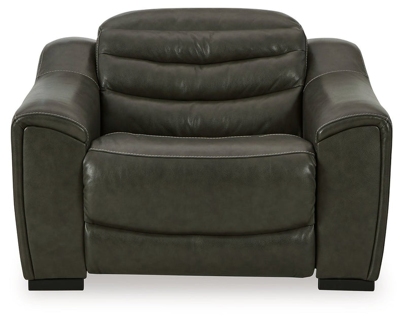 [EXCLUSIVE] Center Line 6 - Piece Sectional with Recliner in Dark Gray - Gate FurnitureReclining Sectional