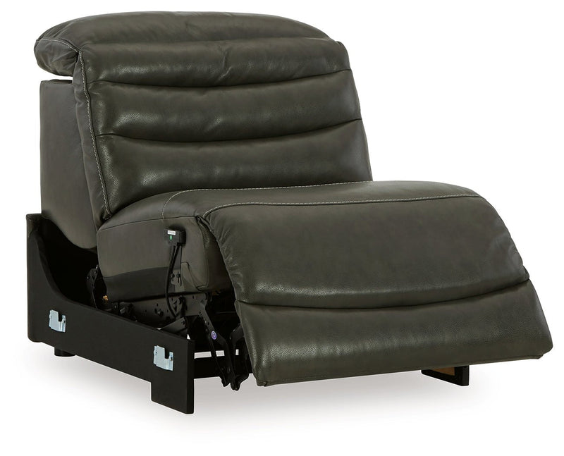 [EXCLUSIVE] Center Line 6 - Piece Sectional with Recliner in Dark Gray - Gate FurnitureReclining Sectional