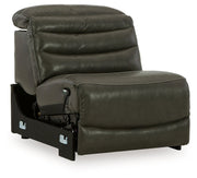 [EXCLUSIVE] Center Line 6 - Piece Sectional with Recliner in Dark Gray - Gate FurnitureReclining Sectional