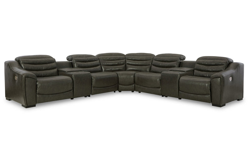 [EXCLUSIVE] Center Line Dark Gray 7 - Piece Power Reclining Sectional - Gate FurnitureReclining Sectional